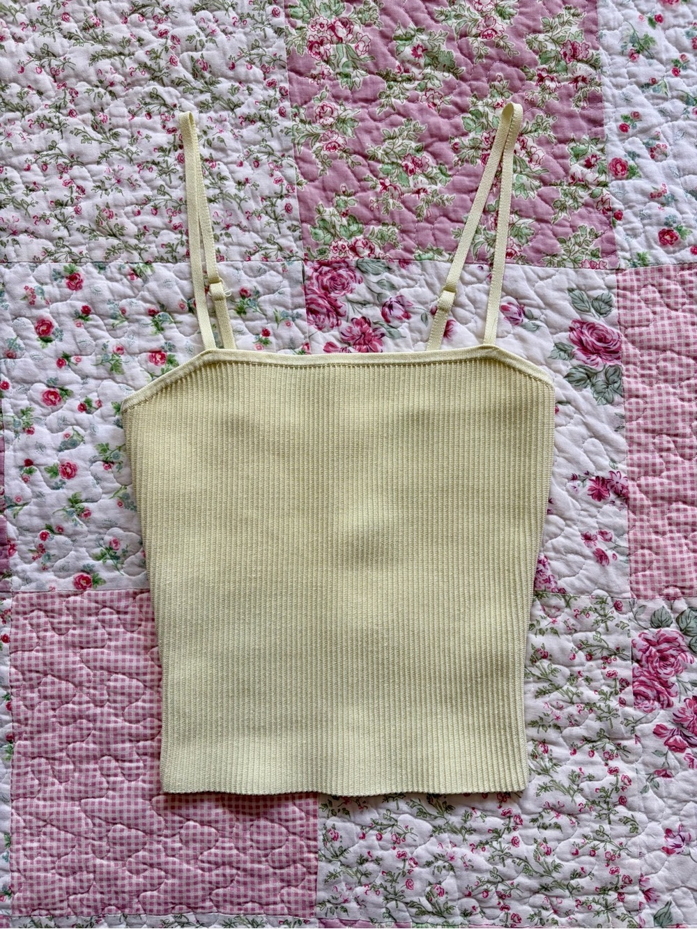 Aritzia Babaton Pale Yellow Ribbed Camisole Tank